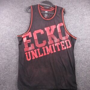 Ecko Unlimited Tank‎ Top Mens 2XL Black Red Graphic Jersey Sleeveless Streetwear
